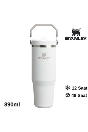 Stanley The IceFlow Flip Straw Pipetli Termos Bardak 0.89 LT Matara BEYAZ