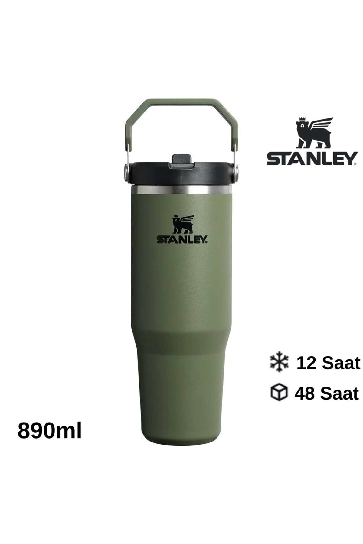 The IceFlow Flip Straw Thermos Cup 0.89 LT Flask KHAKI