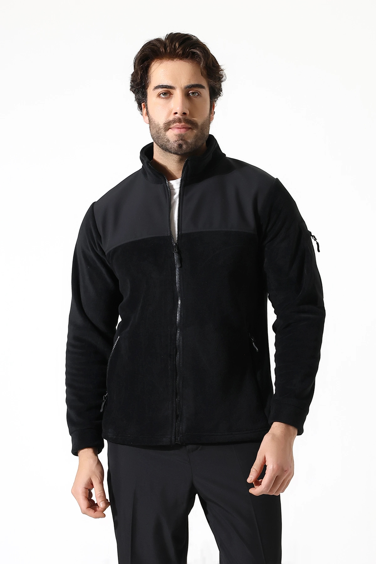 پالتو پشمی یونیسکس با یقه نرم - مشکی — مشکی P5969S5043 — تصویر 8 از 8