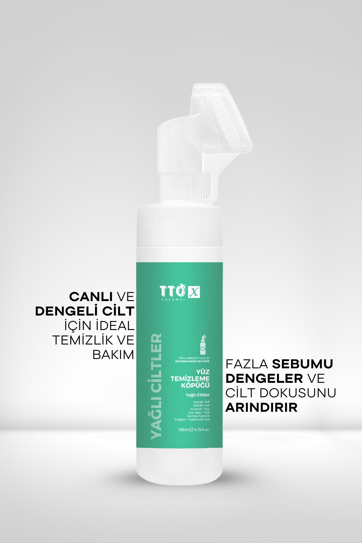 Yüz Temizleme Köpüğü Arındırıcı 200 ml Çay Ağacı Yağlı X Aplikatörlü Yağlı Ciltler — 8684576000545 — تصویر 5 از 6