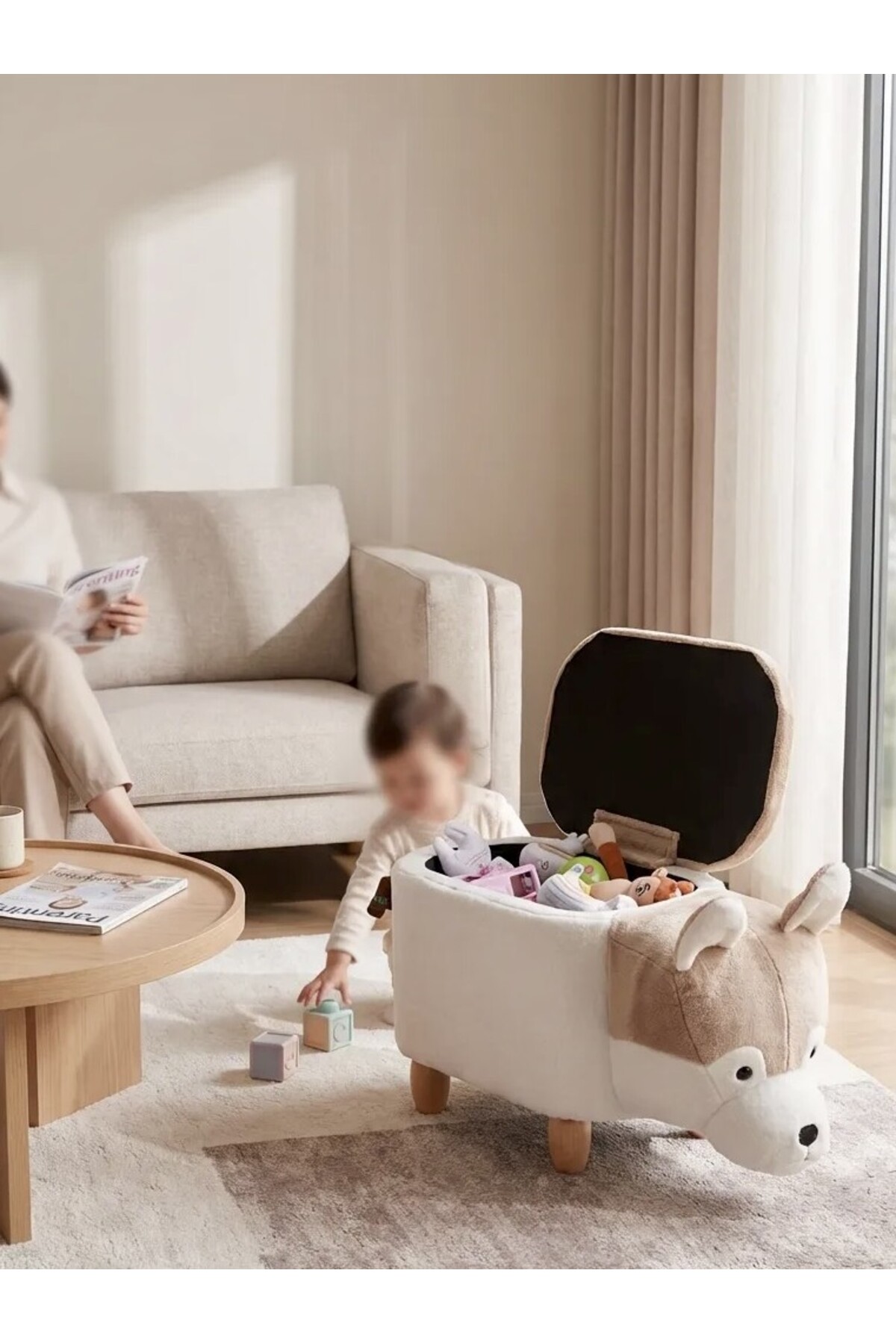 zooturak Organizer Sibirya Kurdu Husky Hayvanlı Puf Çocuk Koltuğu fotoğrafı 4 (önizleme)