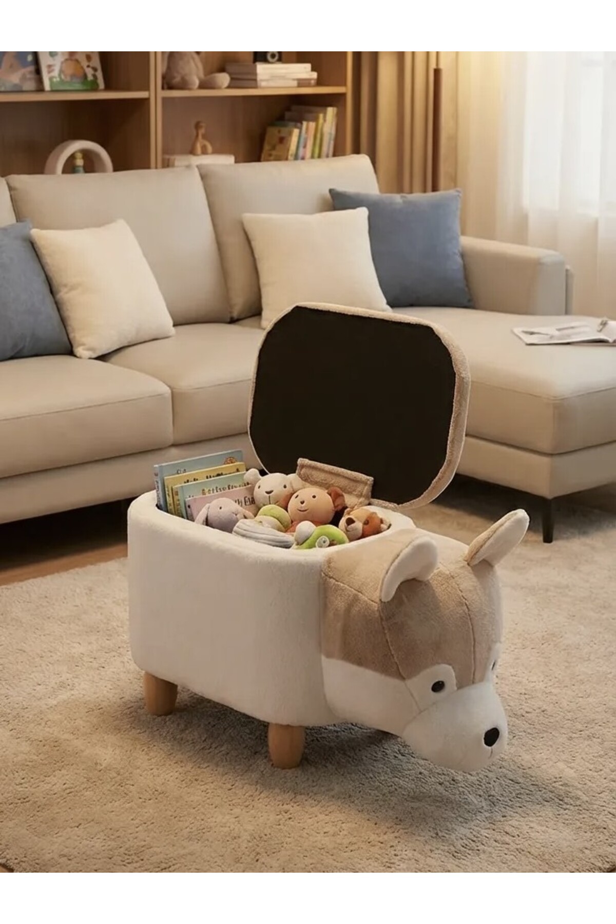 zooturak Organizer Sibirya Kurdu Husky Hayvanlı Puf Çocuk Koltuğu fotoğrafı 2 (önizleme)