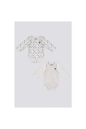 U.S. Polo Assn. ERKEK BEBEK 2 Lİ UZUN KOLLU BODY SETİ - KREM/KREM