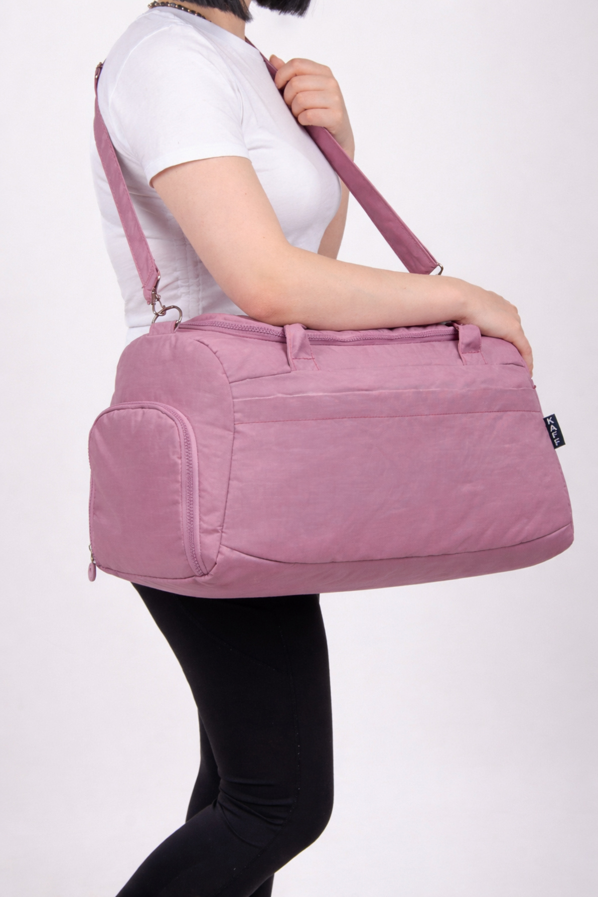 KAFF  Mürdüm Krinkıl Kumaş Ayakkabı Bölmeli 0818 Önü Cepli Su Geçirmez Omuz Askılı Spor Ve Seyahat Çantası - Görsel 2