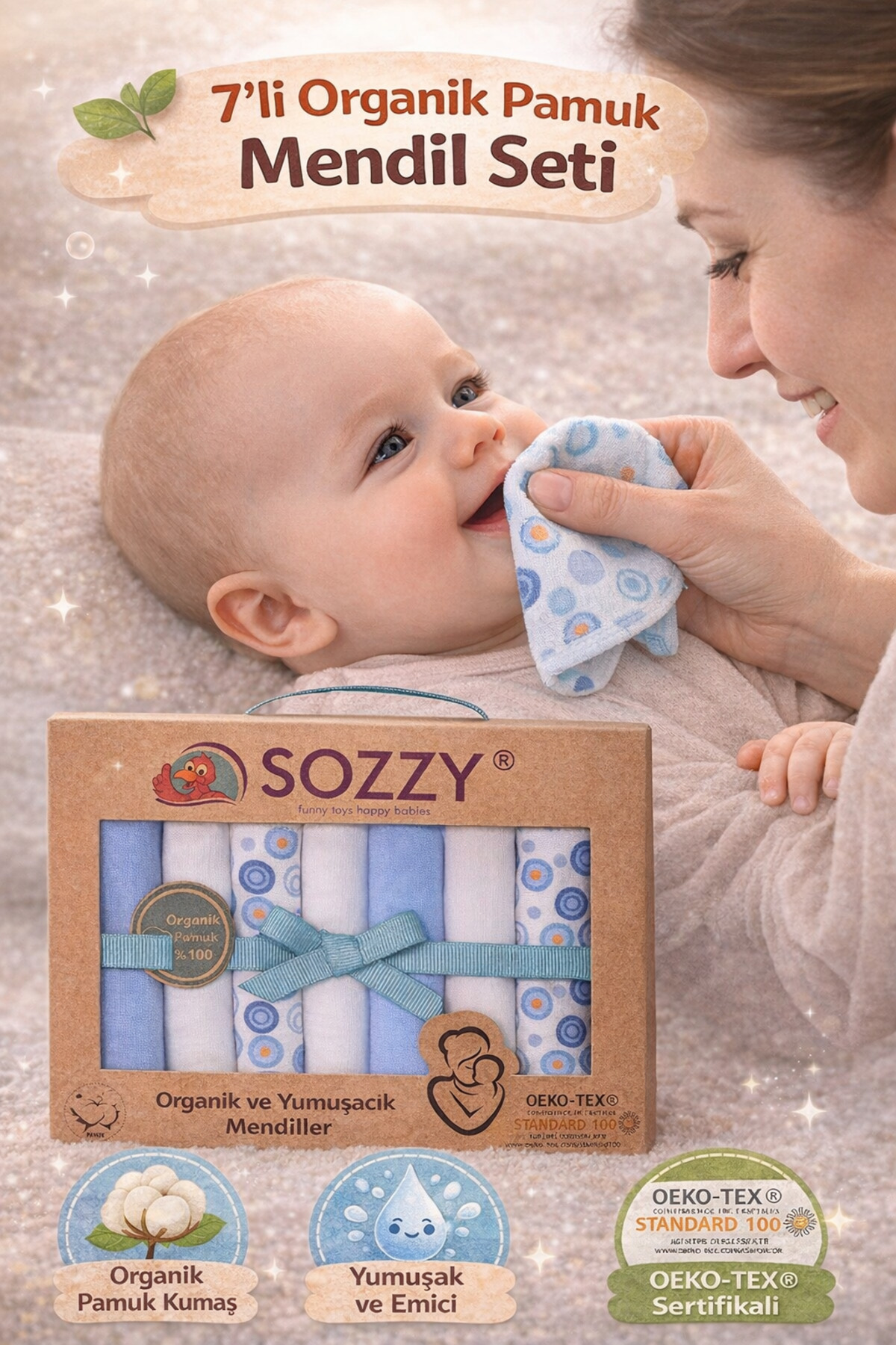 Sozzy Toys Ağız Mendili Organik Pamuklu Penye Yumuşak Erkek Modeli 7 Adet fotoğrafı 2 (önizleme)