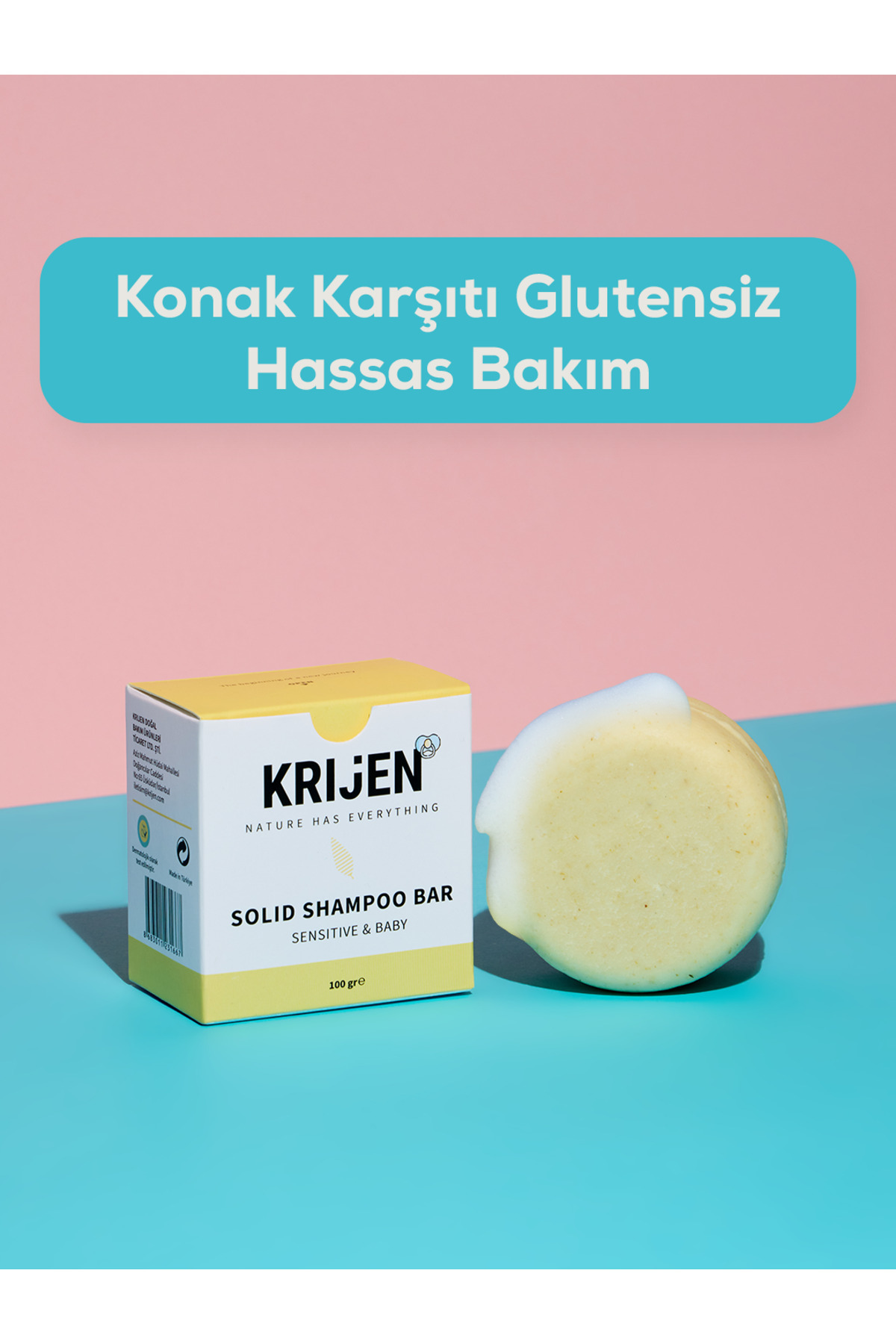 Krijen Hassas Cilt & Bebek Katı Şampuanı | Gluten Içermez - Aynısefa Yağı & Papatya Özü & Zeytinyağı fotoğrafı 5 (önizleme)