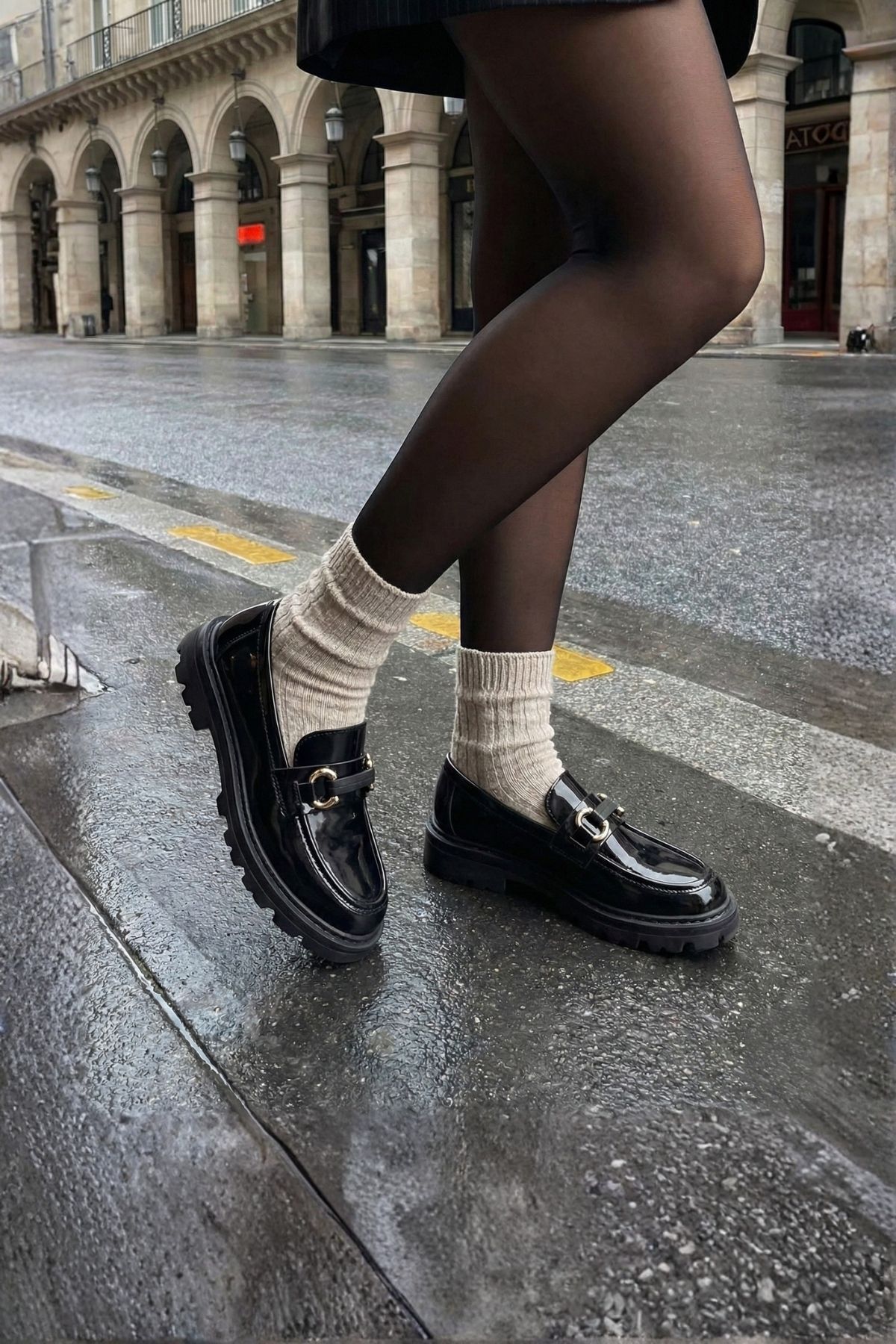 Marjin  Kadın Loafer Yüksek Taban Tokalı Günlük Ayakkabı Kinles Siyah - Görsel 7