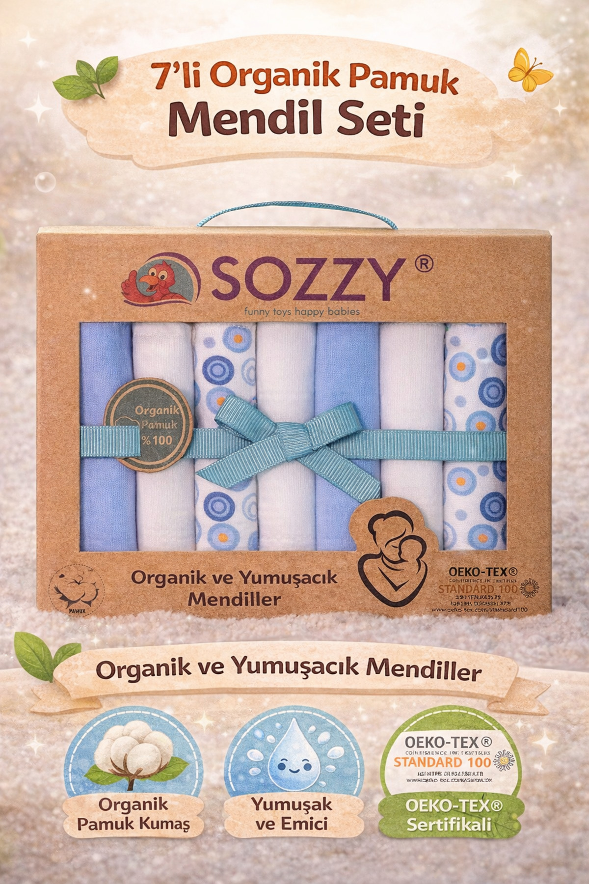 Sozzy Toys Ağız Mendili Organik Pamuklu Penye Yumuşak Erkek Modeli 7 Adet fotoğrafı 3 (önizleme)