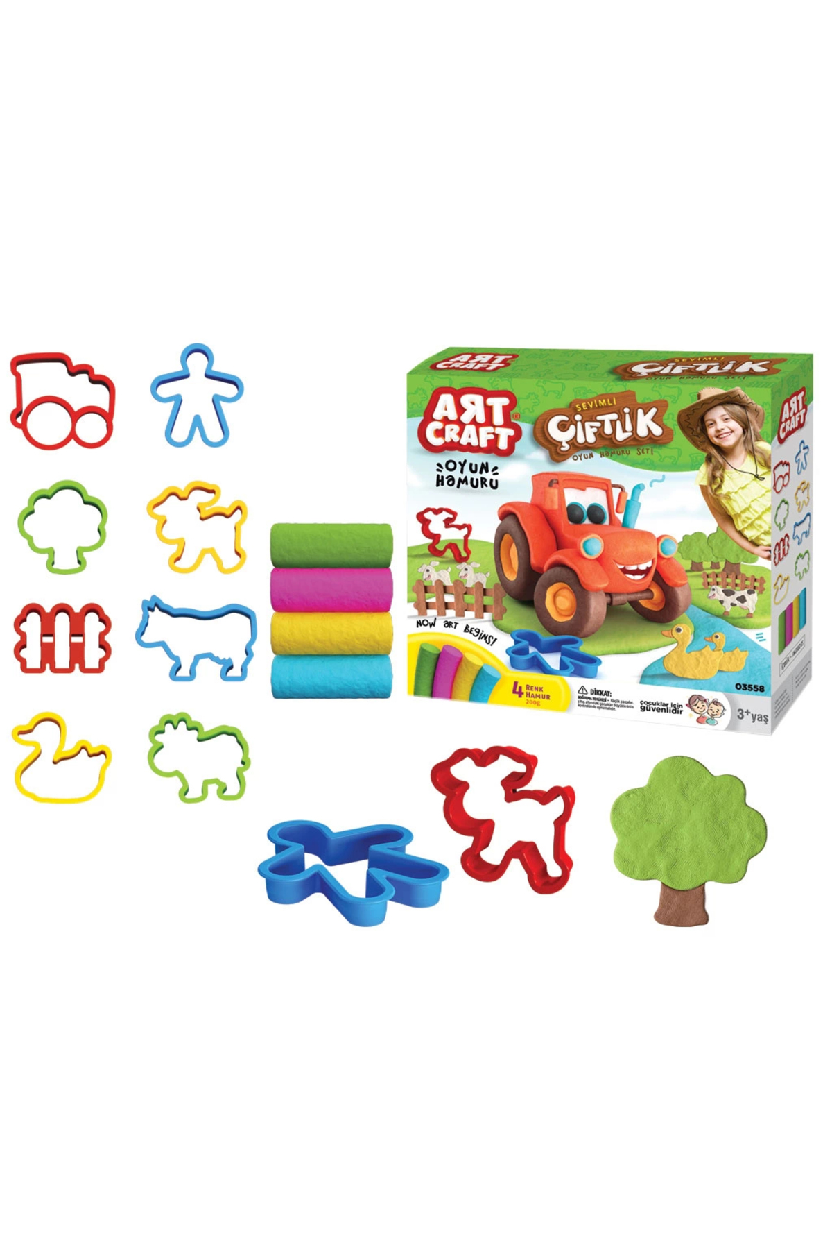 Art Craft Play Dough Sets 200 Gr. (4 Pcs Dough And Sets) Dough Models Harmless Dough