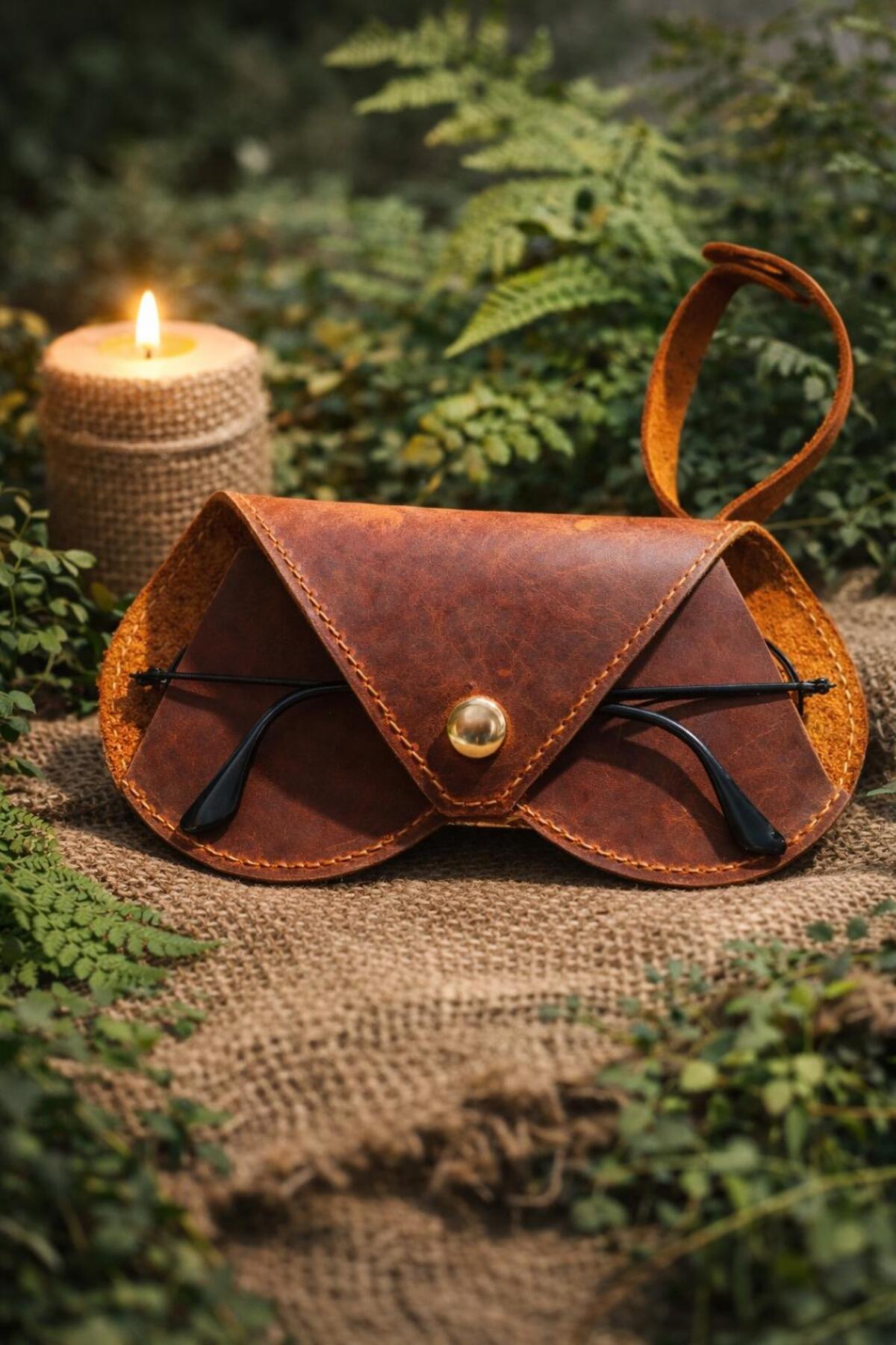 Genuine Leather Glasses Container