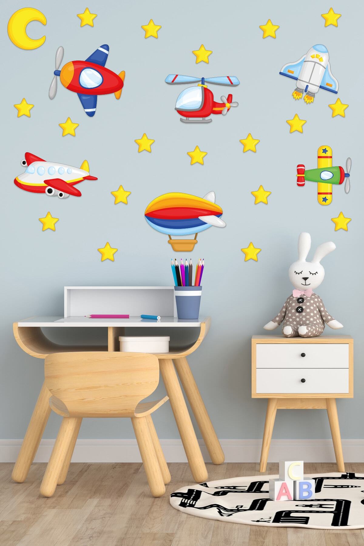 Aircraft, Balloon, Rockets, Helicopter, Planes Deco Kids Room Wall Sticker