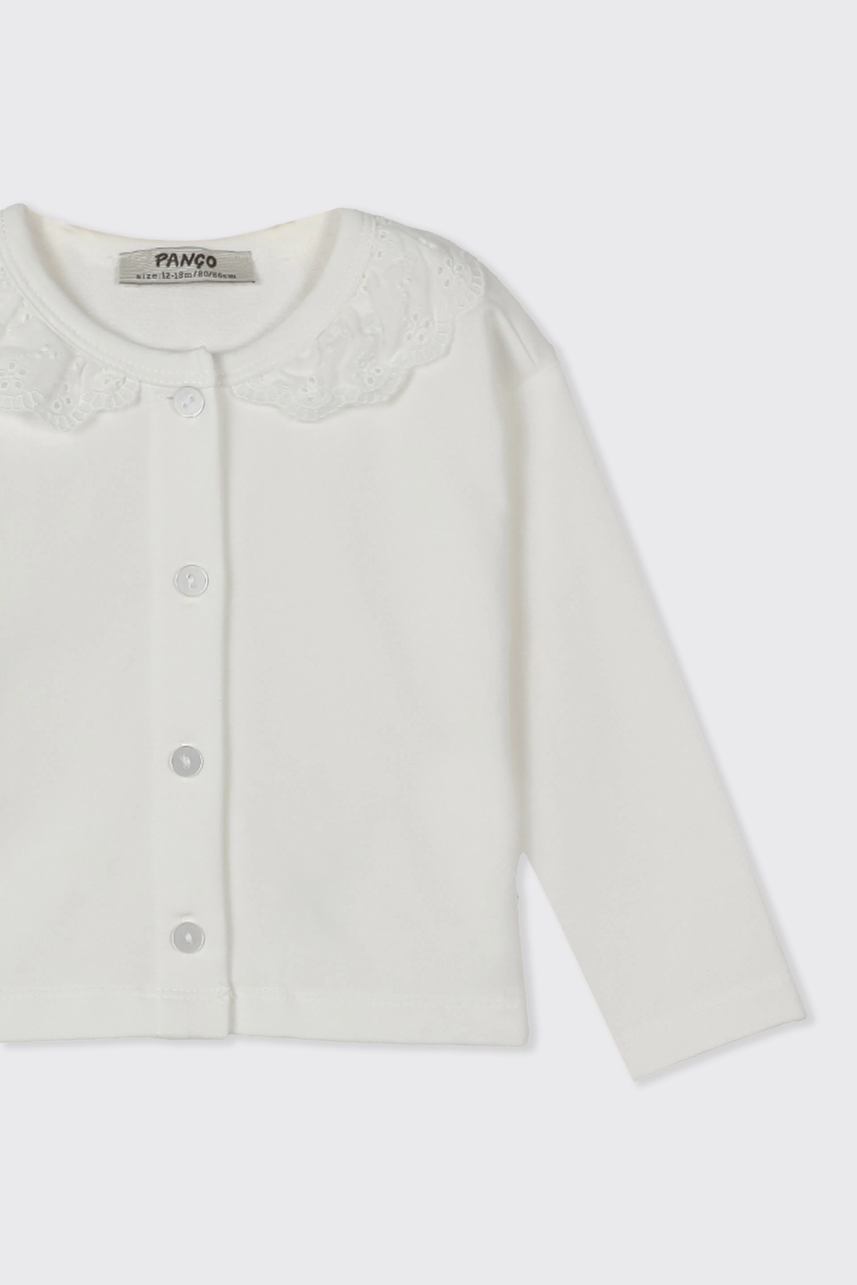 Panço Kız Bebek Dantel Yakalı Ekru Hırka fotoğrafı 3 (önizleme)