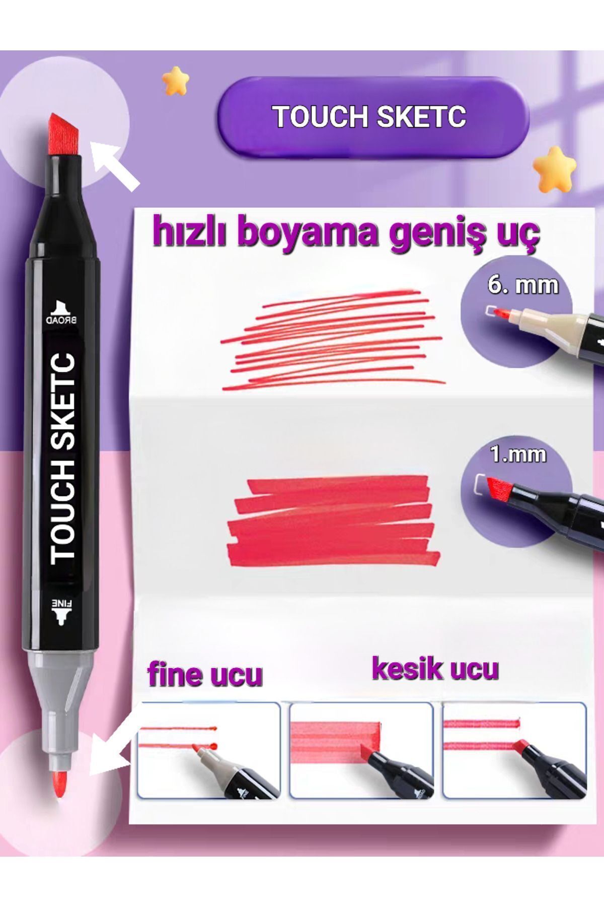 TOUCH SKETC 48'li Çift Taraflı Marker Kalem Seti Çantalı Ve