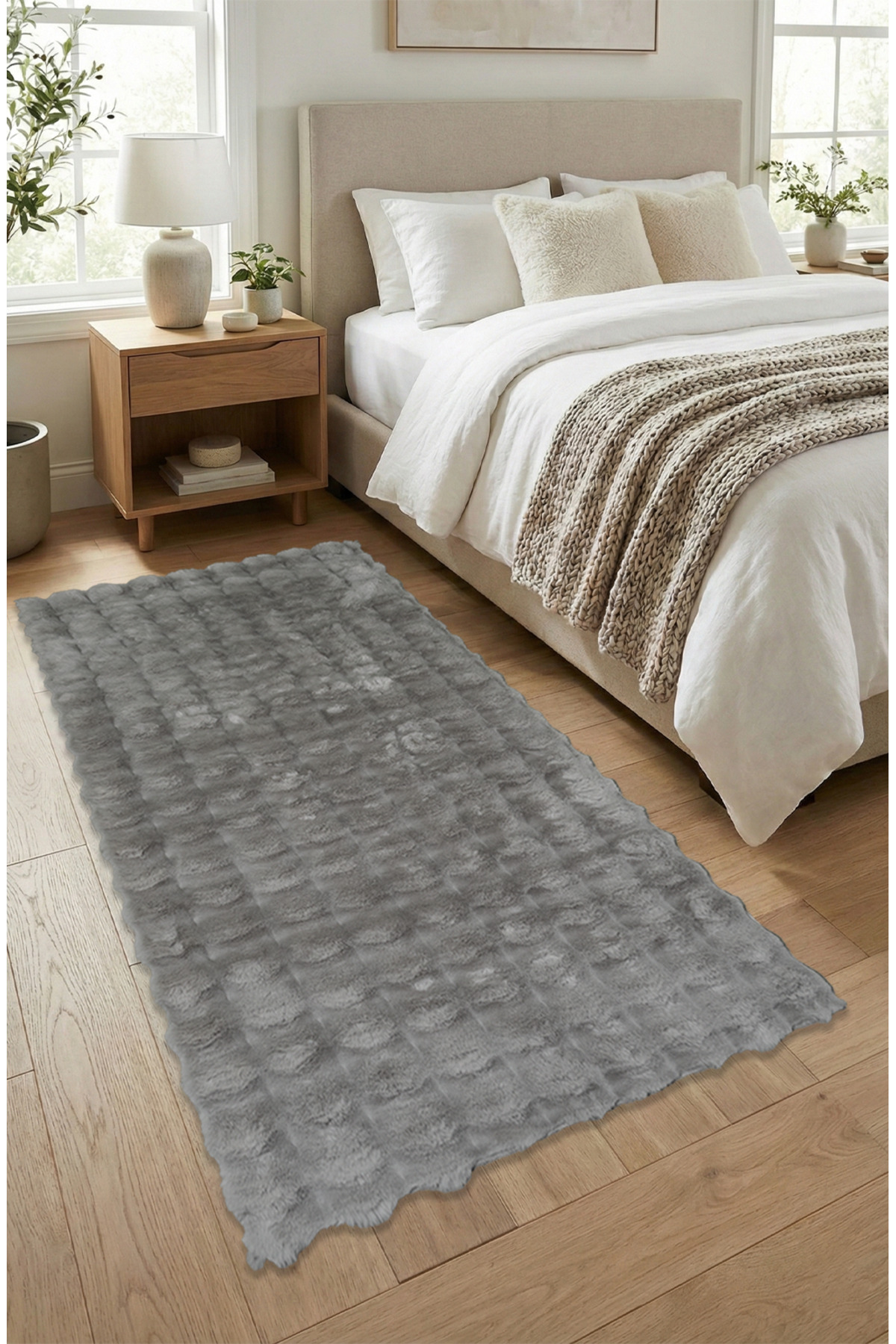 Bubble Rabbit Feather, Anti-Slip Suede Sole, Super Soft, Ultra Luxury, Washable Carpet