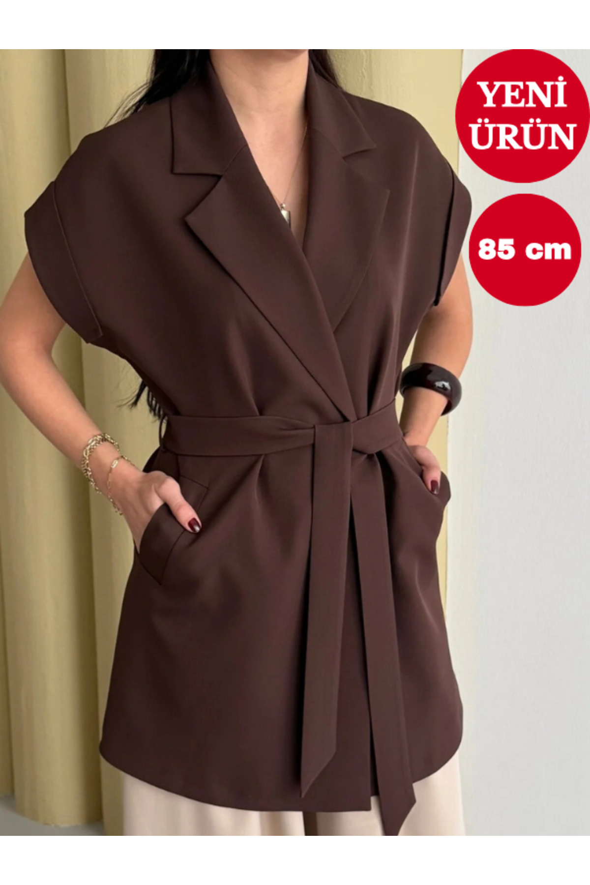 85CM LONG Low Armhole Belted Vest