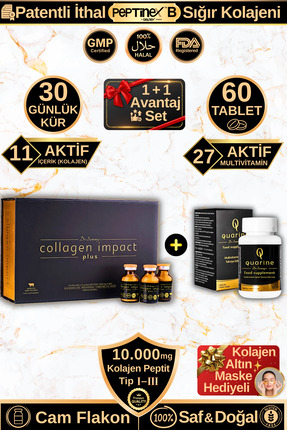Dr.Sammy's Quarine Saç Vitamini + Collagen Impact Plus Avantaj Set (1 Aylık T...