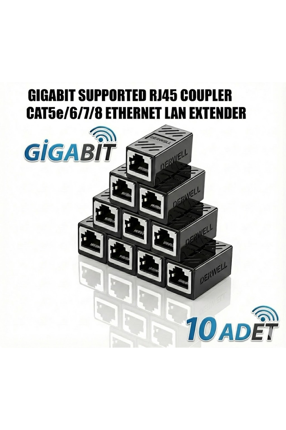 10 Adet Rj45 Dişi Dişi Cat5/6/7/8 Ethernet Lan Ağı Birleştirici Aparatı 10Pcs Internet Kablo Uzatıcı