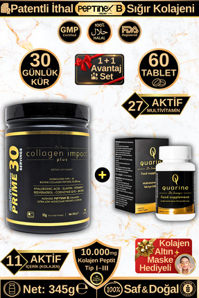 Dr.Sammy's Quarine Saç Vitamini + Prime 30 Collagen Avantaj Set (1 Aylık Hidr...