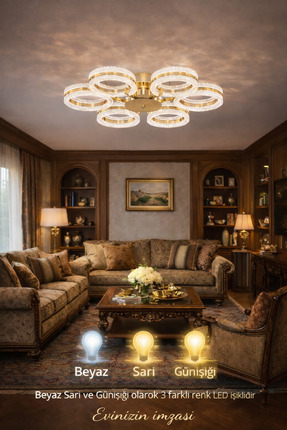 Marsel Lighting ALYA 6LI GOLD PLAFONYER AVİZE SALON OTURMA ODASI AVİZE 3 RENK...