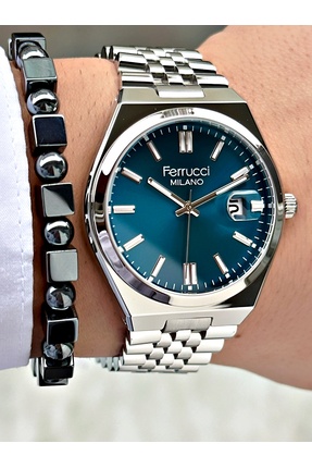 Ferrucci 3 Atm Fonksiyonlu Gümüş Renk Lacivert Kadran Orijinal Erkek Kol Saati