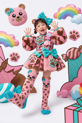 Katia & Bony Kız Çocuk Köpek Desenli Dizüstü Çorap Pembe