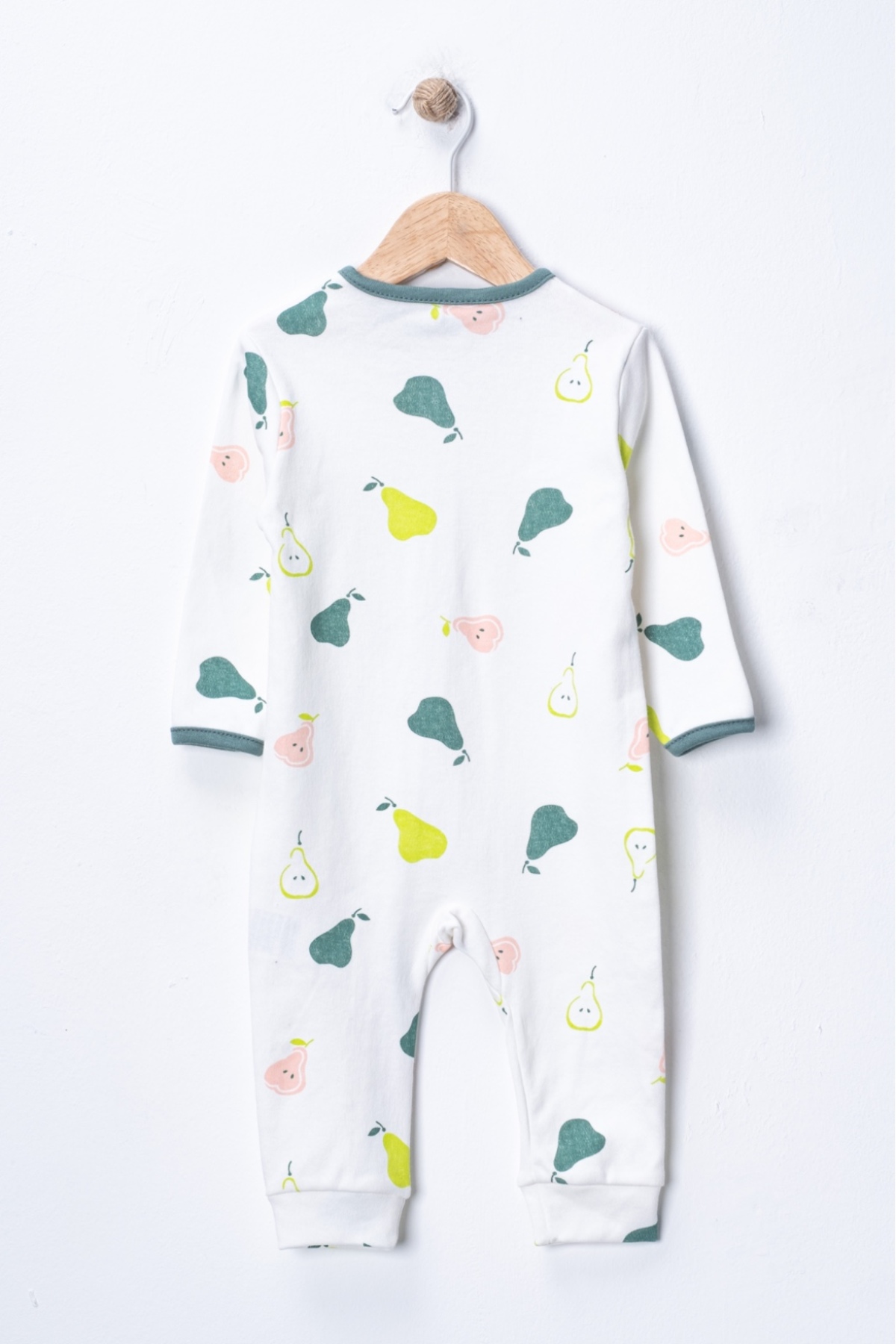 Mıdırık Unisex Erkek Bebek Kız Bebek %100 Pamuklu 9- 18 Ay Fermuarlı 3'lü Armut Desenli Manşetli Tulum Seti fotoğrafı 3 (önizleme)