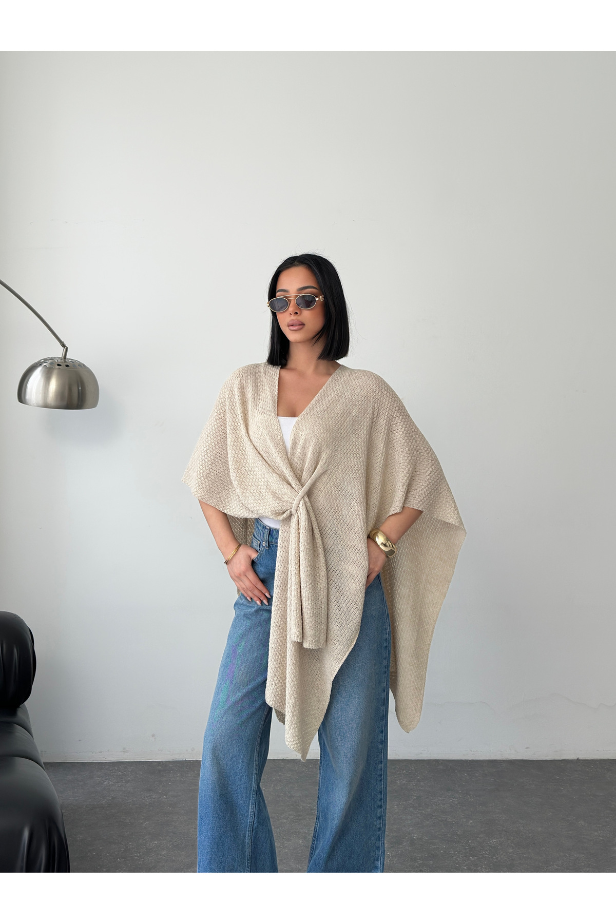 LE CARAMBOLE  Kadın Taş Ön Detaylı Panço Hırka