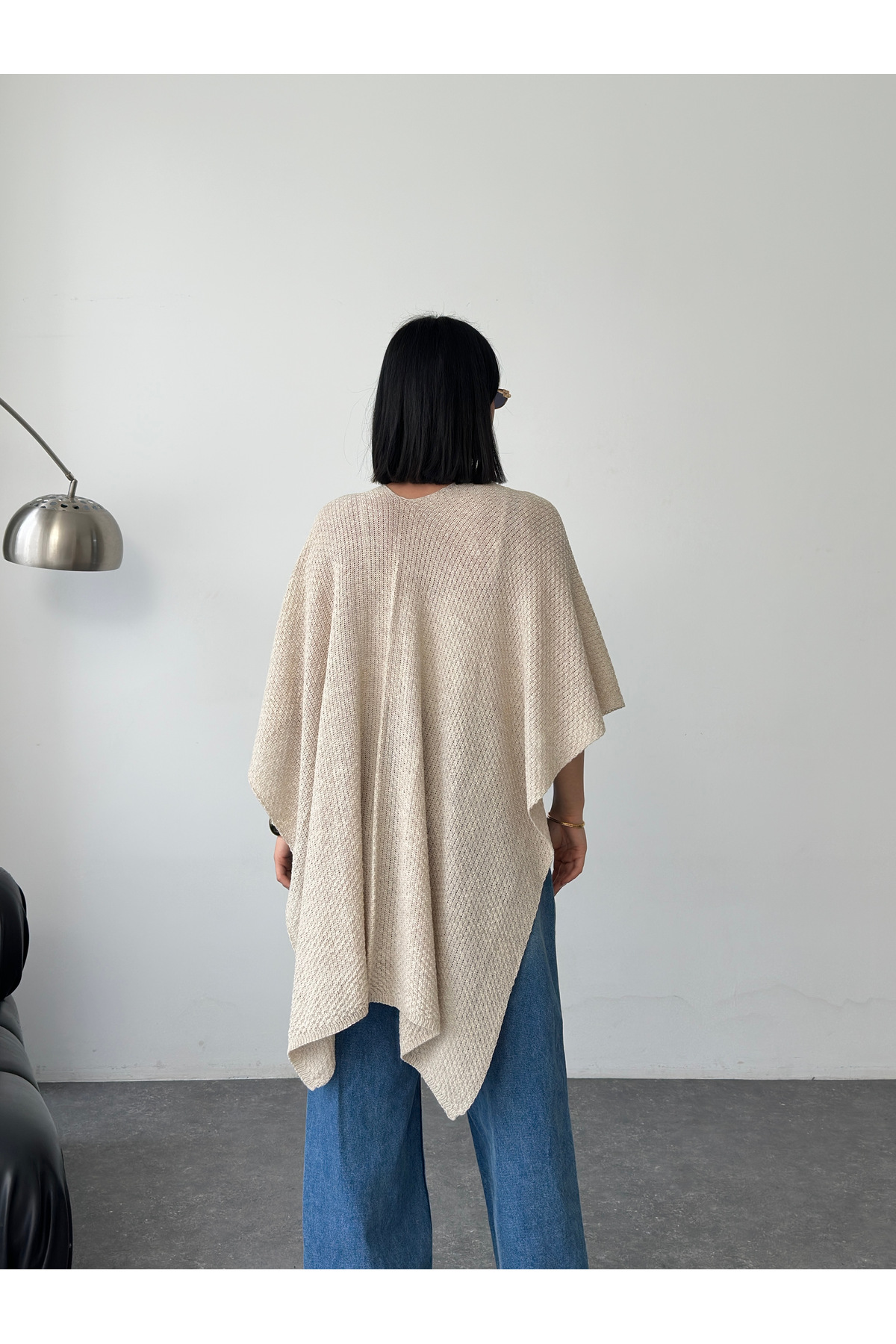 LE CARAMBOLE  Kadın Taş Ön Detaylı Panço Hırka - Görsel 8