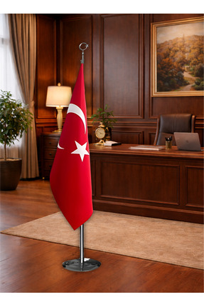 bayrakal  Makam Bayrağı, Türk Bayrağı, Simsiz Krom Direkli 224cm.