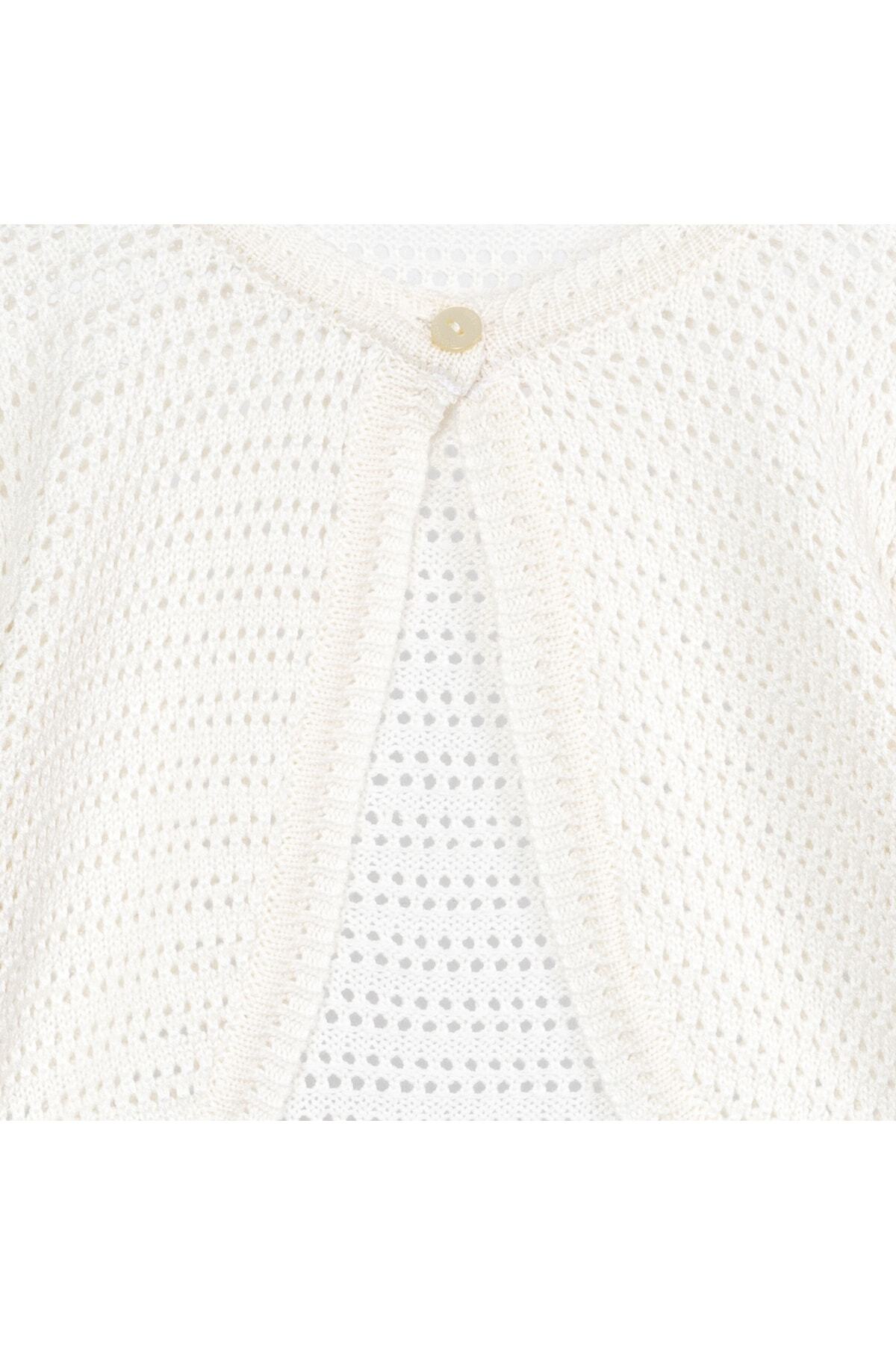 Minora Kız Çocuk Triko Ajurlu Bolero Kemik fotoğrafı 5 (önizleme)