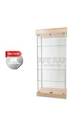 AZUCABİN 40*80*175 Cm Camlı Dolap Camlı Vitrin Dolabı, Koleksiyon, Gümüşlük