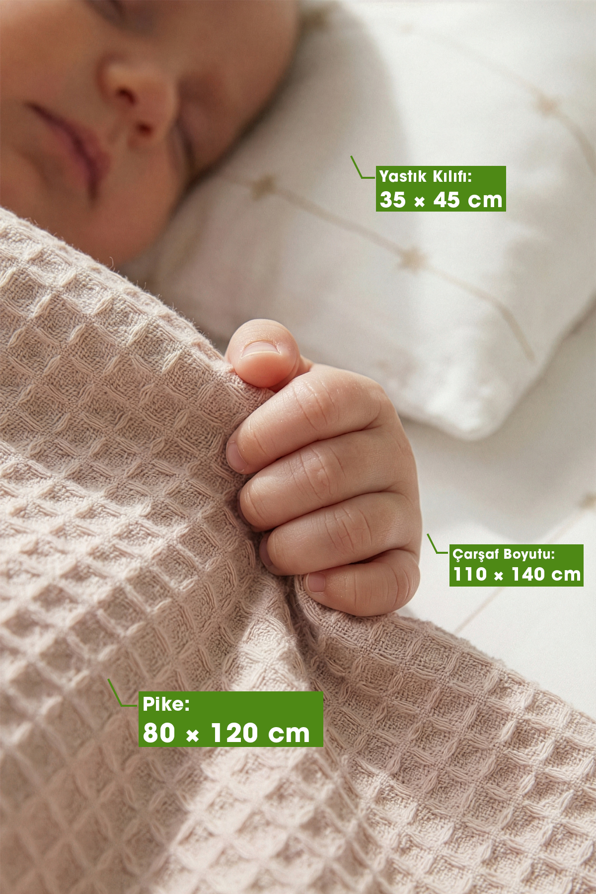 Yada Baby %100 Pamuk Poplin Waffle Bebek Pike Takımı (80 X 120 CM) (OEKO-TEX SERTİFİKALI) fotoğrafı 2 (önizleme)