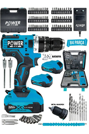 POWER BLACK Ultragüçlü 12v Darbeli Şarjlı Matkap Metal Şanzıman Bakır Sargılı...