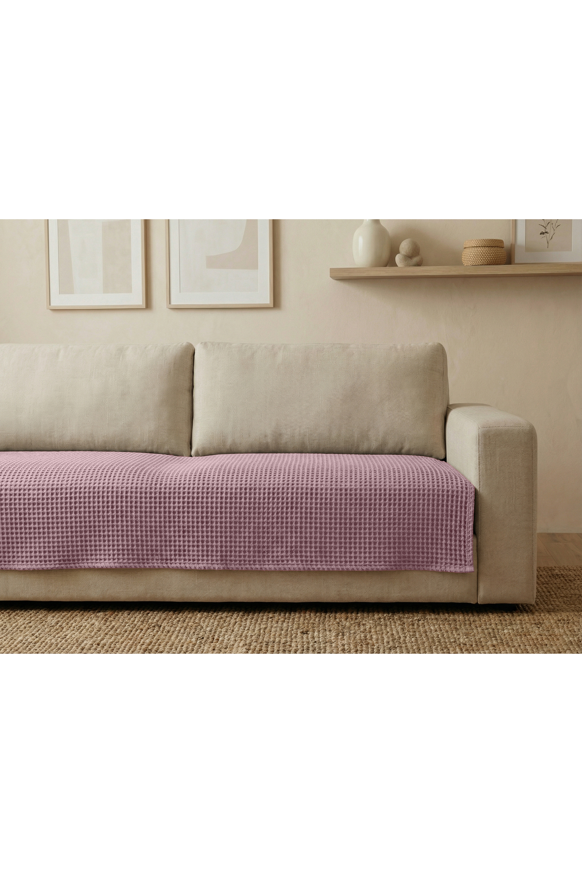 Waffle Pattern Unfringed Seat Cover/TV Blanket 100x200cm