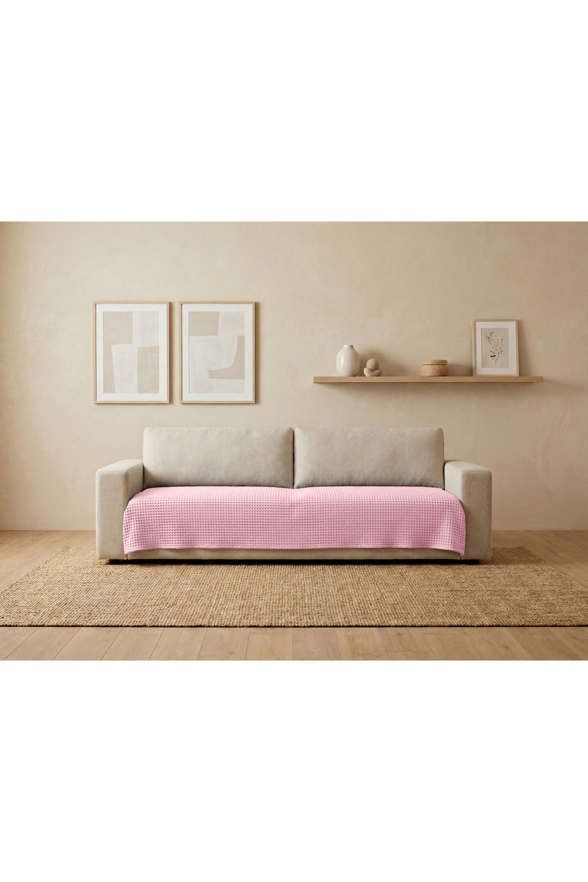 Waffle Pattern Unfringed Seat Cover/TV Blanket 100x200cm