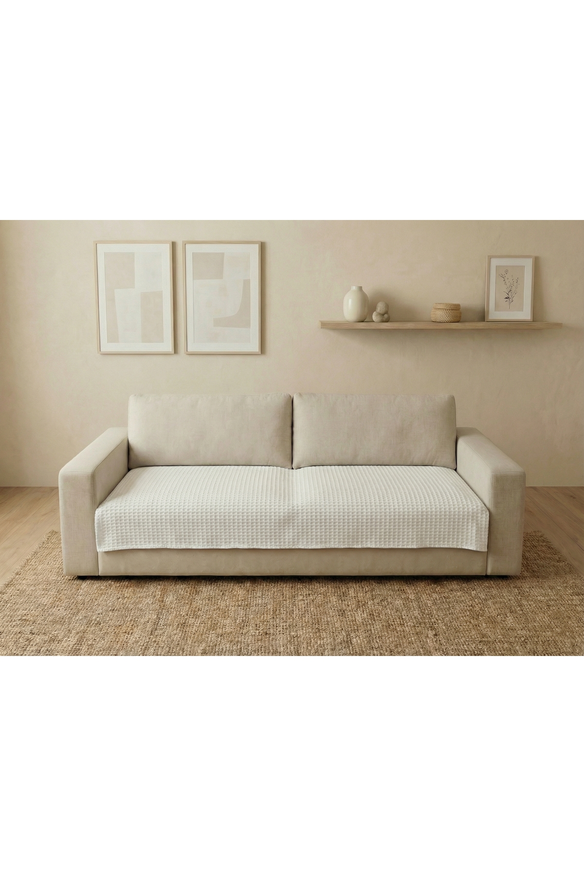 Waffle Pattern Unfringed Seat Cover/TV Blanket 100x200cm