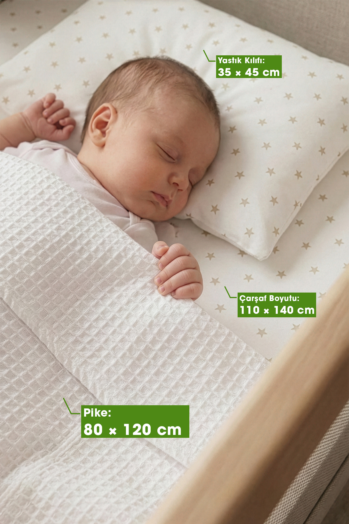 Yada Baby %100 Pamuk Poplin Waffle Bebek Pike Takımı (80 X 120 CM) (OEKO-TEX SERTİFİKALI) fotoğrafı 2 (önizleme)