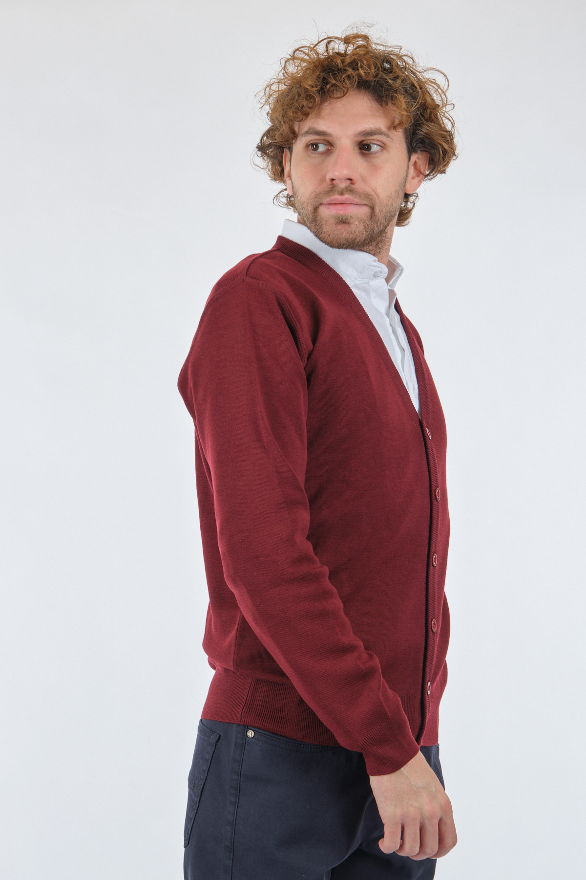 DE BLASİO  De Blasio Minimalist Erkek V Yaka Hırka - Uzun Kol - Günlük - Görsel 4