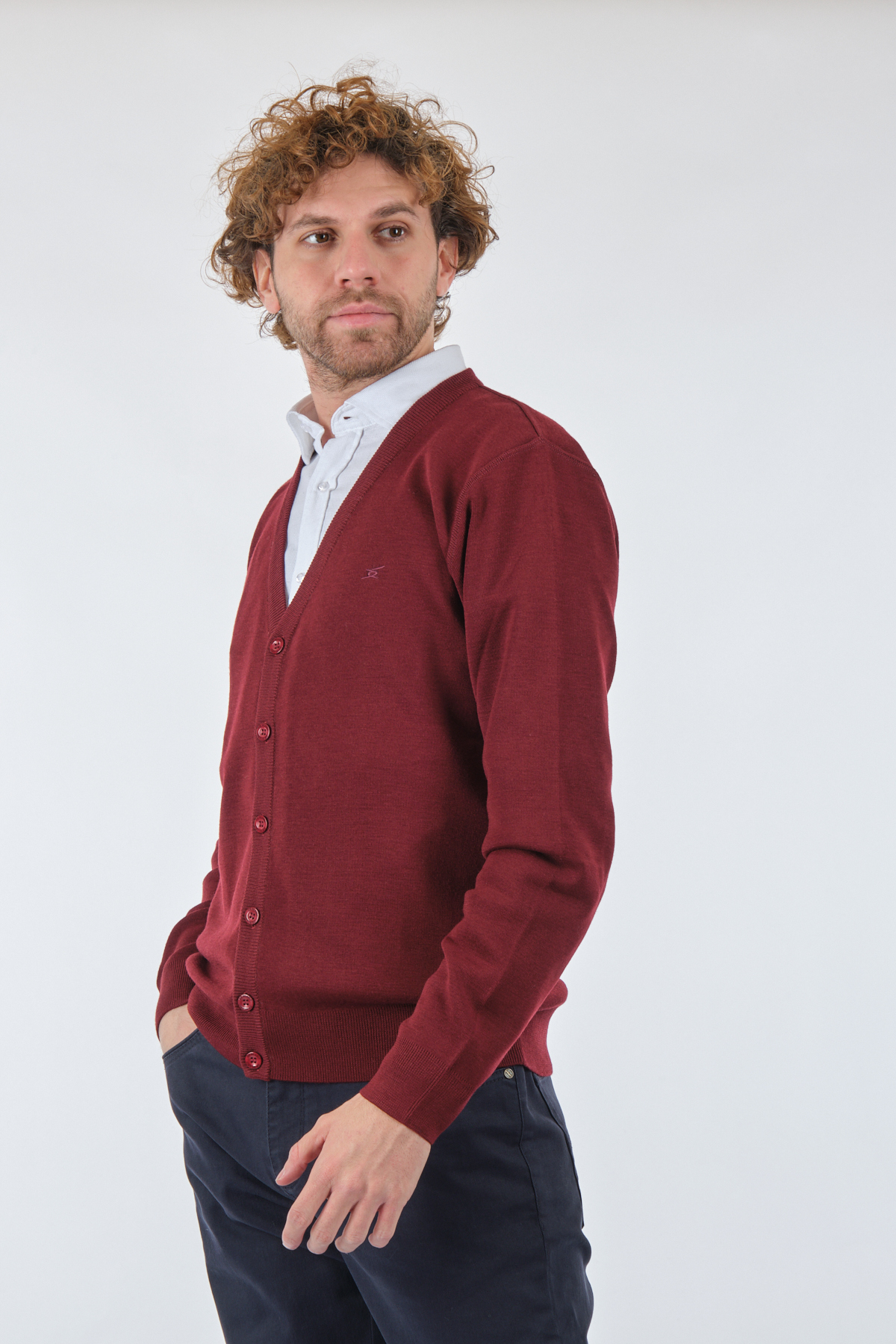 DE BLASİO  De Blasio Minimalist Erkek V Yaka Hırka - Uzun Kol - Günlük - Görsel 3