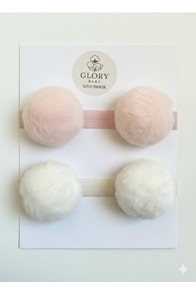 GLORY BABY Kız Çocuk Bebek Ponponlu Bandana 2'li Set