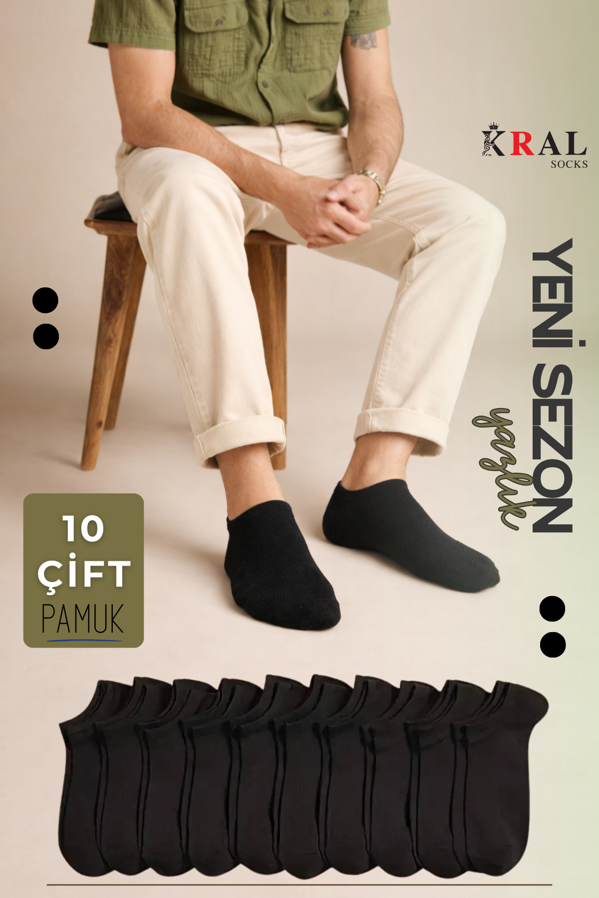KRAL SOCKS  10 Çift Unisex Pamuklu Düz Desen Ekonomik Bilek Boy Çorap