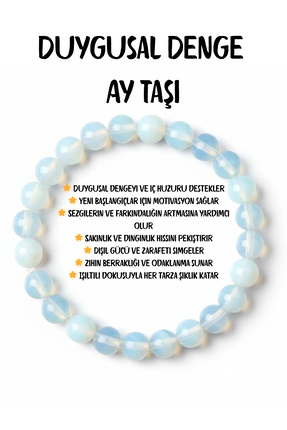 Perlavita Bileklik Doğaltaş Opalit Ay Taşı 8 mm - Duygusal Denge ve Huzur