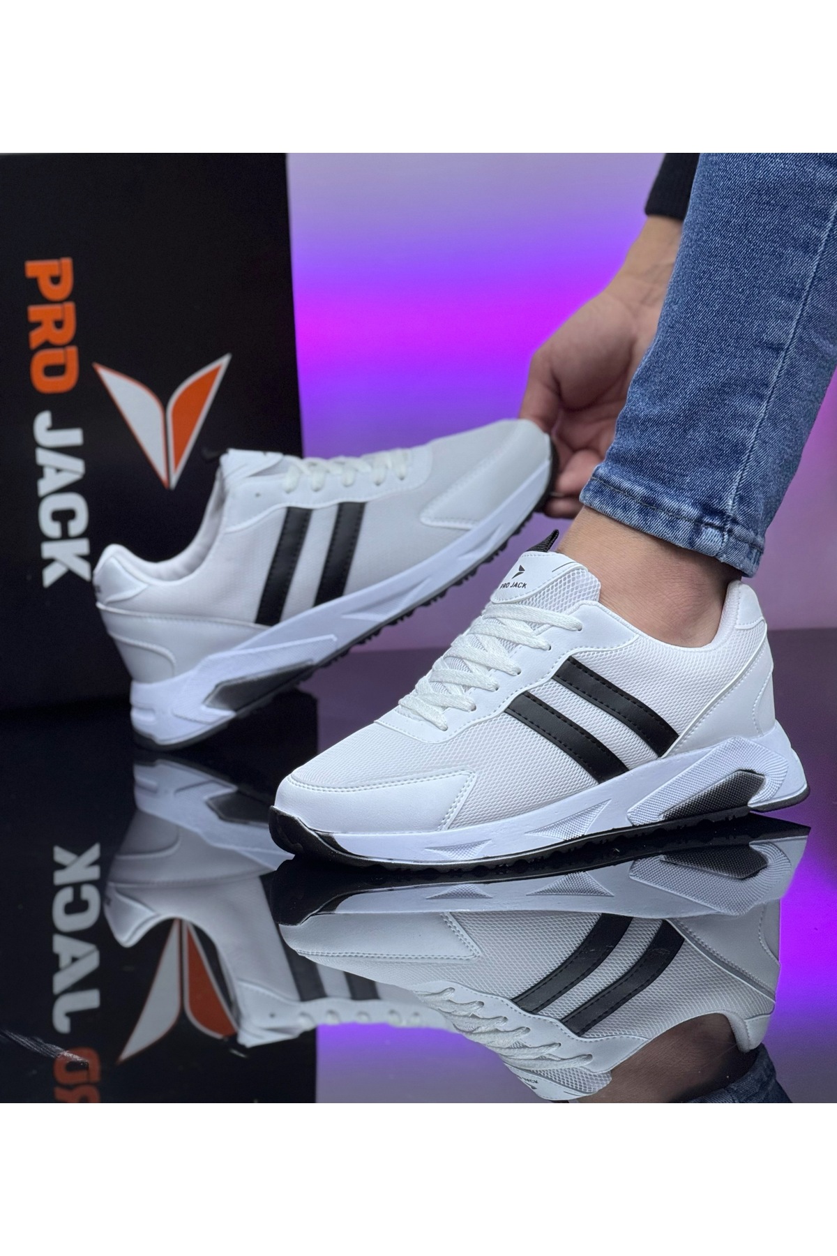 PRO JACK BEYAZ SİYAH ERKEK GÜNLÜK SNEAKER SPOR AYAKKABI görsel 5