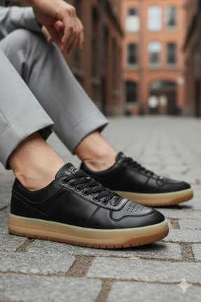 Lufian Omar Erkek Sneaker Günlük Casual Deri Ayakkabı Siyah