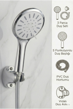 Plodna House Basınç Arttırıcı Duş Başlığı, Dayanıklı PVC Hortum ve Matkap Ger...