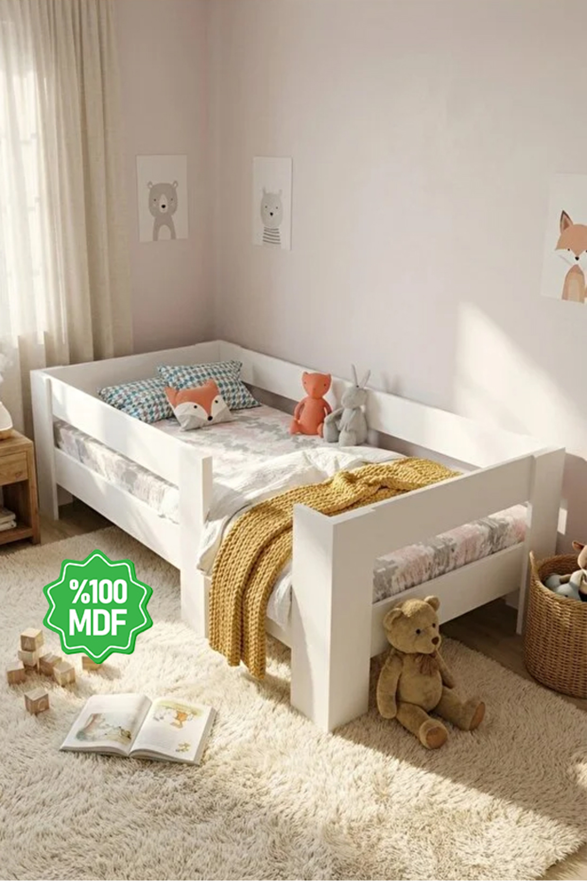 Ninnimo Beyaz MDF Montessori Çocuk & Genç Odası Karyola (Bed Frame) fotoğrafı 2 (önizleme)