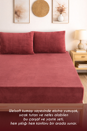 ton in ton Wellsoft Lastikli Çarşaf, Yumuşak Peluş Çift Kişilik Fitted Lastik...
