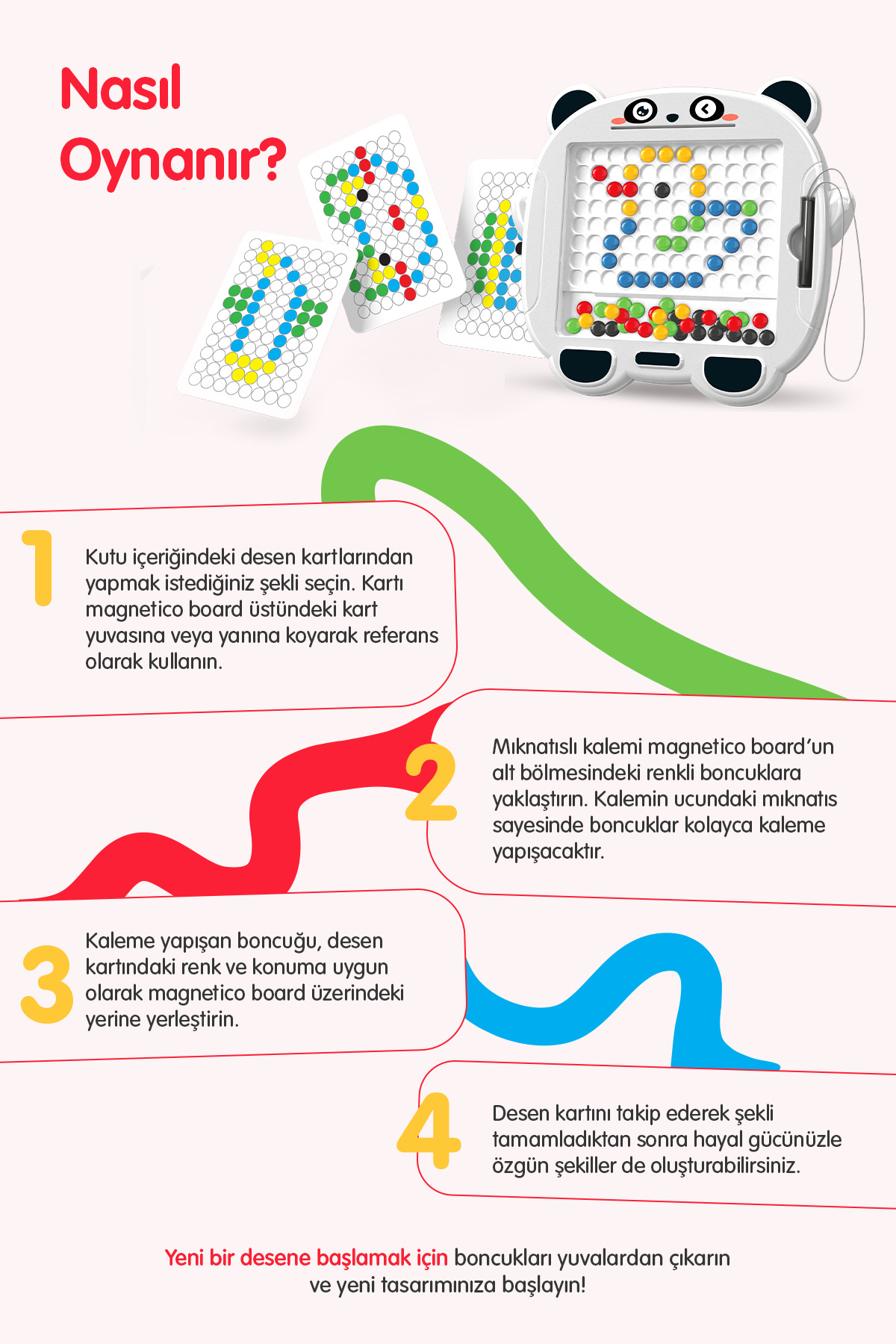 kidva Manyetik Kodlama Tableti 80 Boncuk Kırılmaz Ekran Magna Panda 16 Desen Kartı Eğitici Oyuncak 3 Yaş fotoğrafı 2 (önizleme)