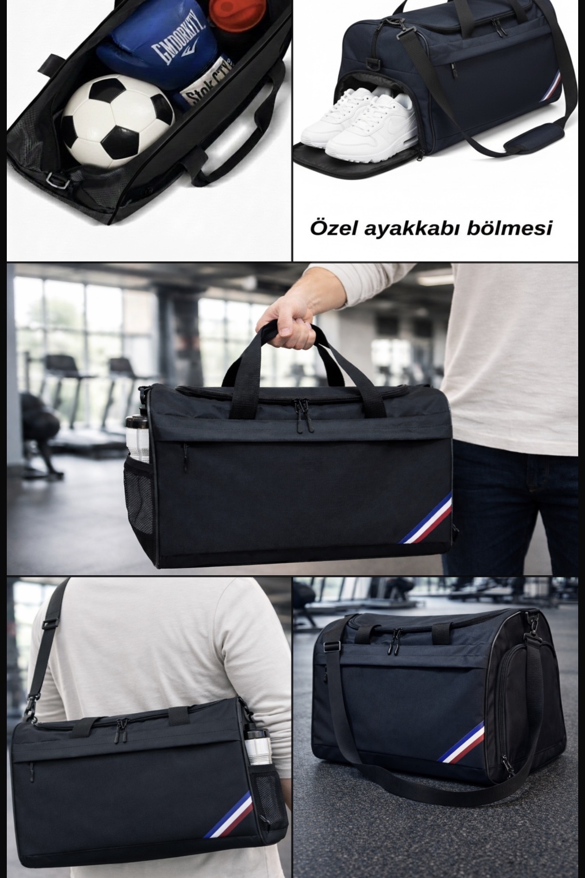 Stok CITY Ayakkabı bölmeli spor çantası voleybol futbol fitness çantası suluk bölmeli görsel 2