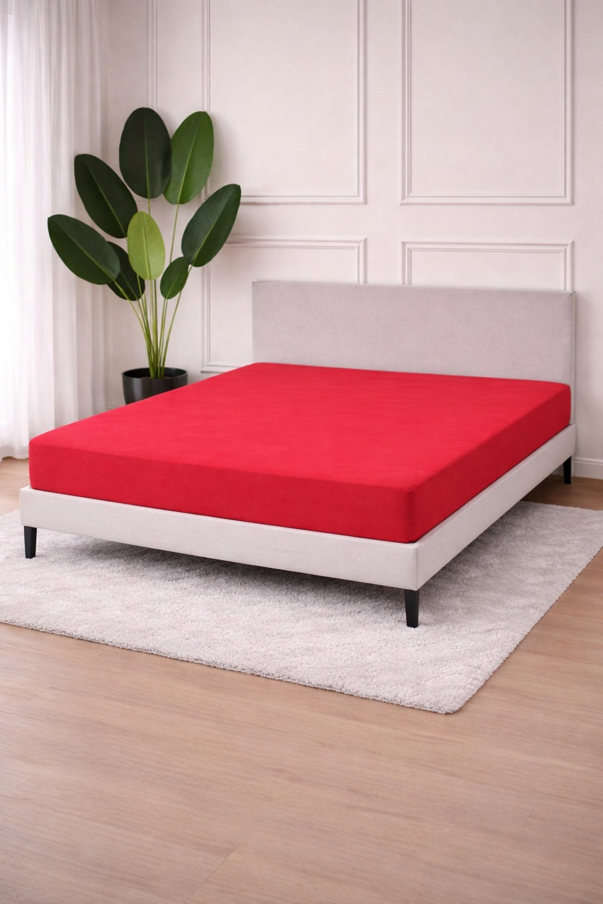 100% Cotton Premium Red Combed Cotton Fitted Bed Sheet Single/Double/Plus Size 100* 200-160 * 200-180*200